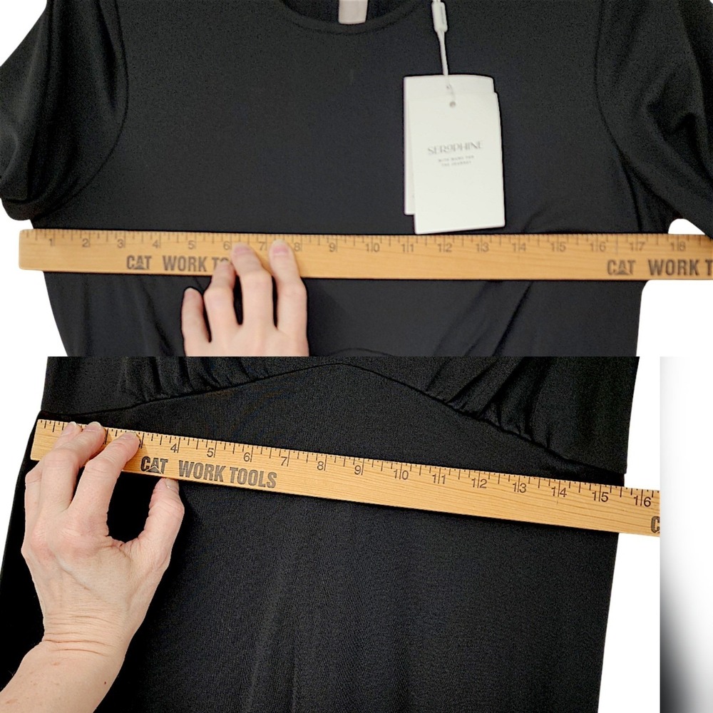 Seraphine Helena Midi Dress 6 Women Black Flounce Hem Jersey Stretch Maternity - Picture 14 of 16